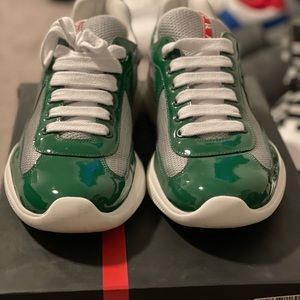Patent Leather Green and Silver Prada Sneakes